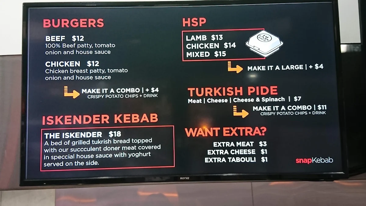 Menu, Garlik Kebabery - Camberwell