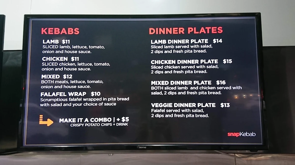 Menu, Garlik Kebabery - Camberwell