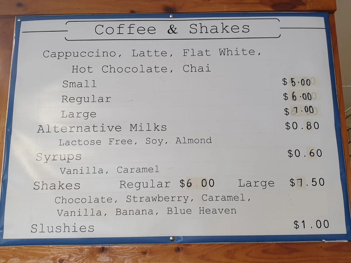 Menu, The Foreshore Takeaway