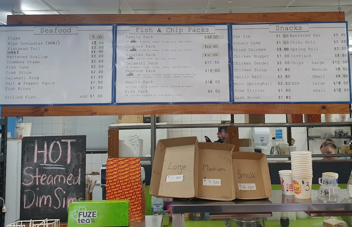 Menu, The Foreshore Takeaway