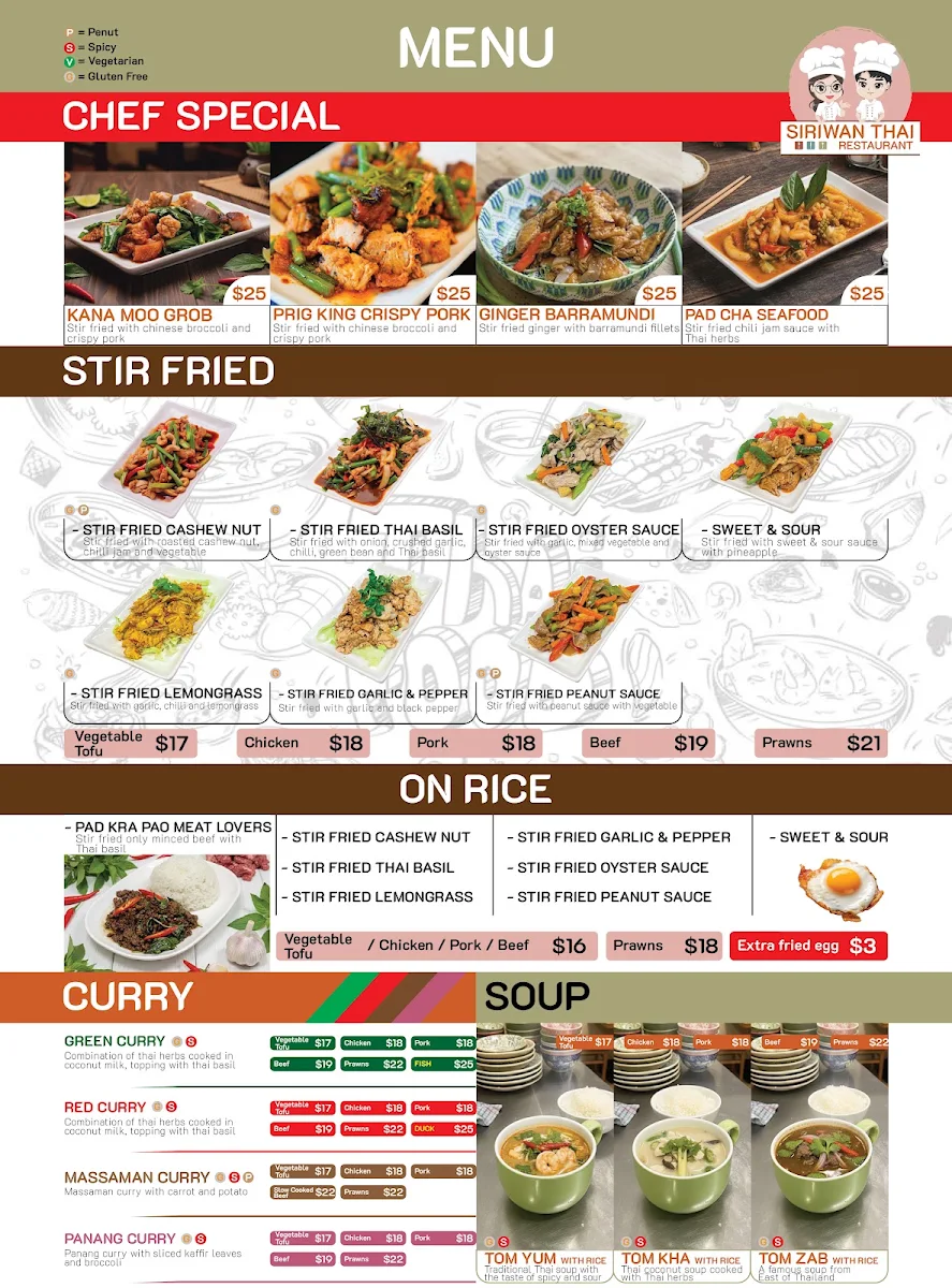 Menu, Siriwan Thai Restaurant :: The Simplicity of Thai Food
