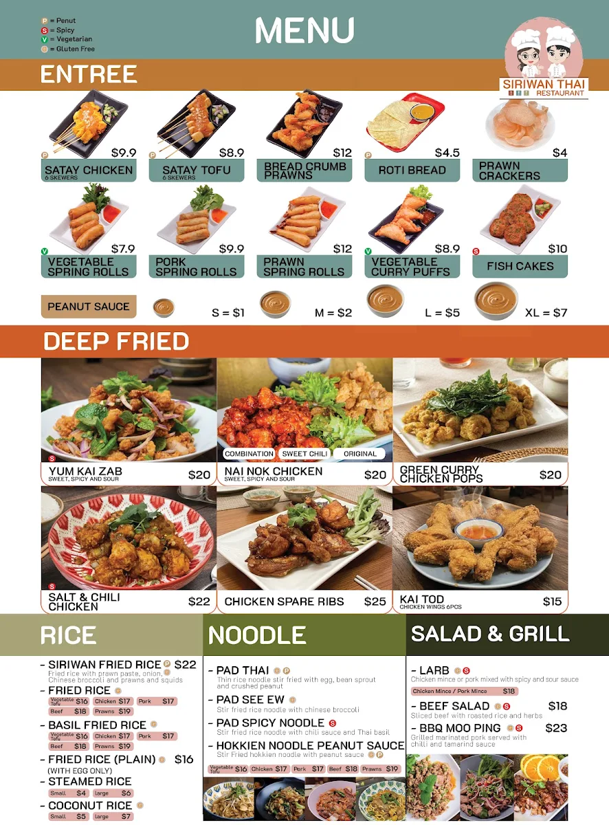Menu, Siriwan Thai Restaurant :: The Simplicity of Thai Food