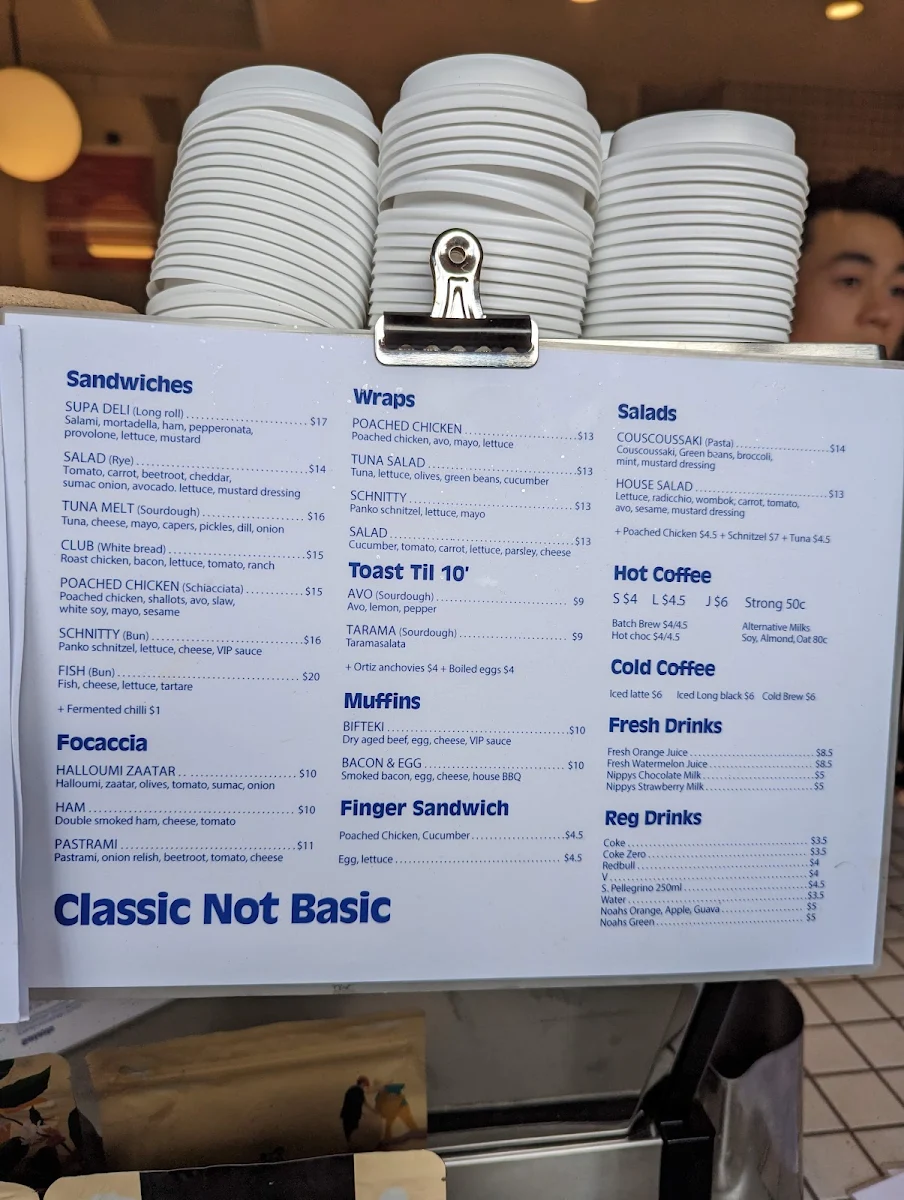 Menu, Kosta's Takeaway Circular Quay