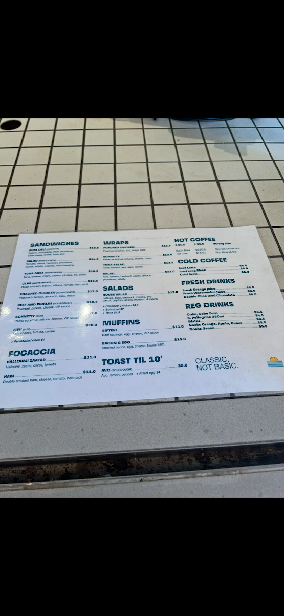 Menu, Kosta's Takeaway Circular Quay