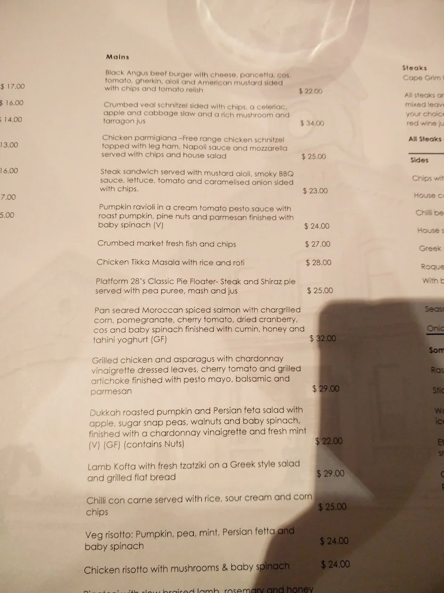 Menu, Platform 28