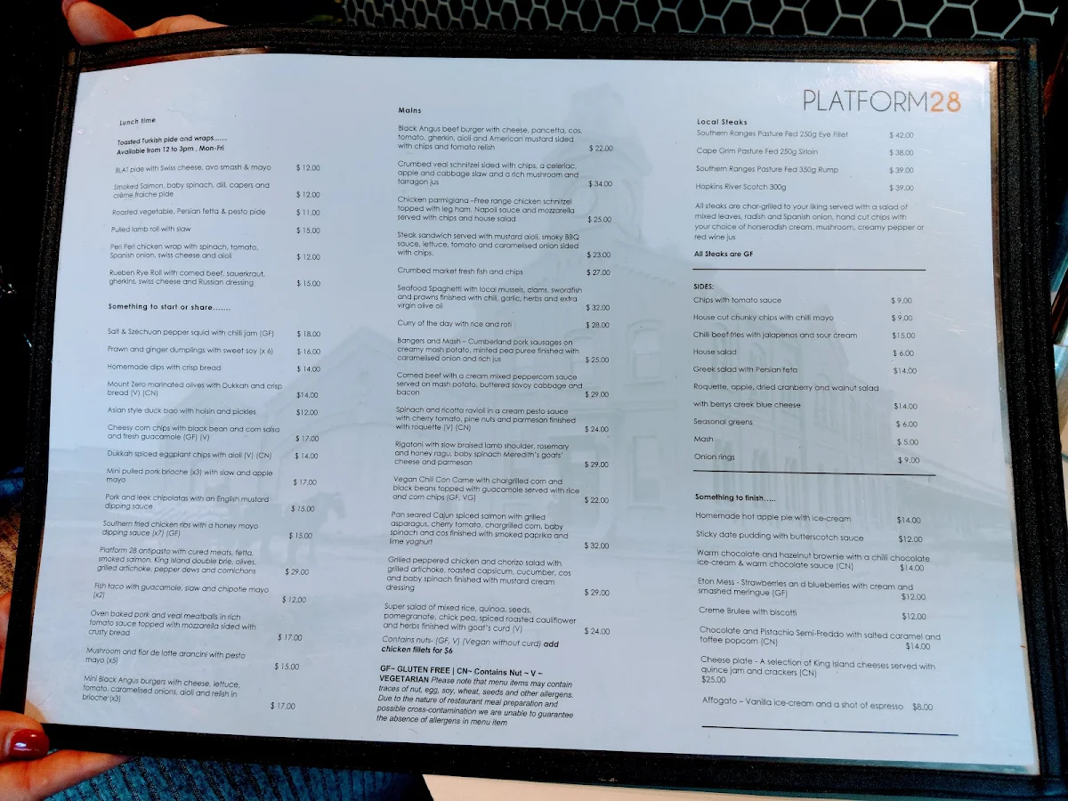 Menu, Platform 28