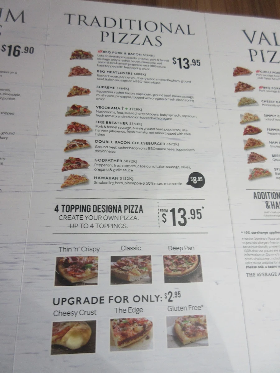 Menu, Domino's Pizza Parramatta