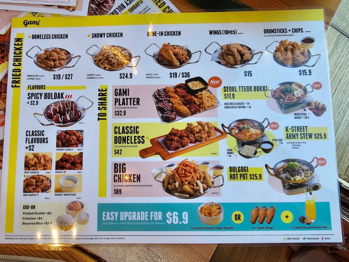 Menu, Gami Chicken