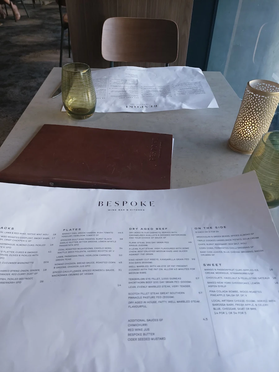 Menu, Bespoke Wine Bar & Kitchen