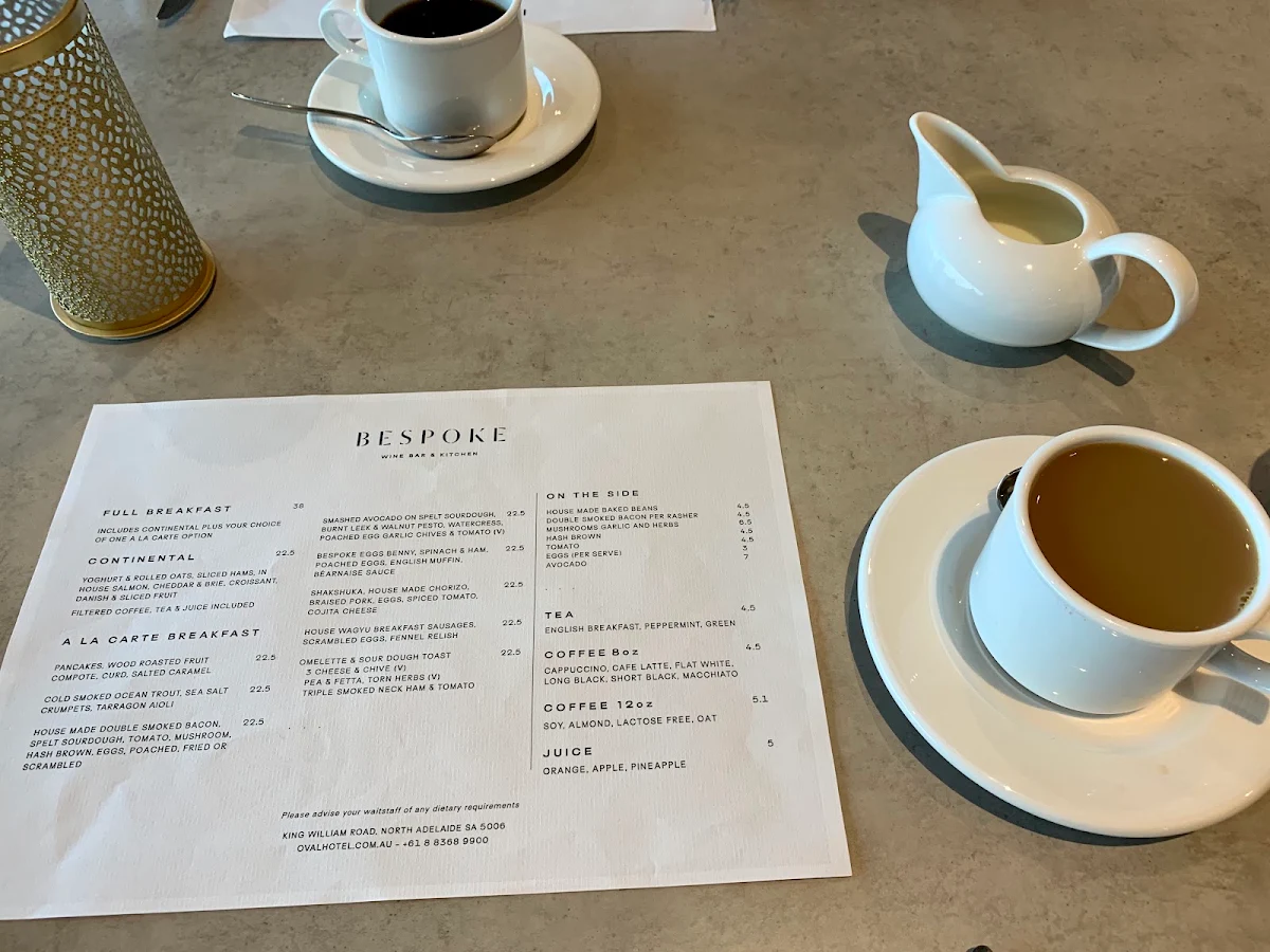 Menu, Bespoke Wine Bar & Kitchen