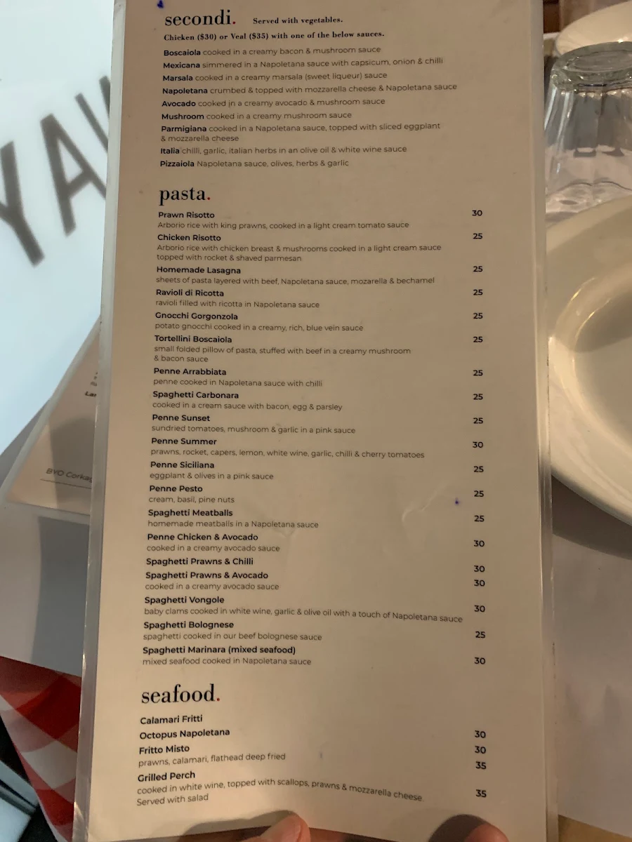 Menu, Zio Pino Pizzeria