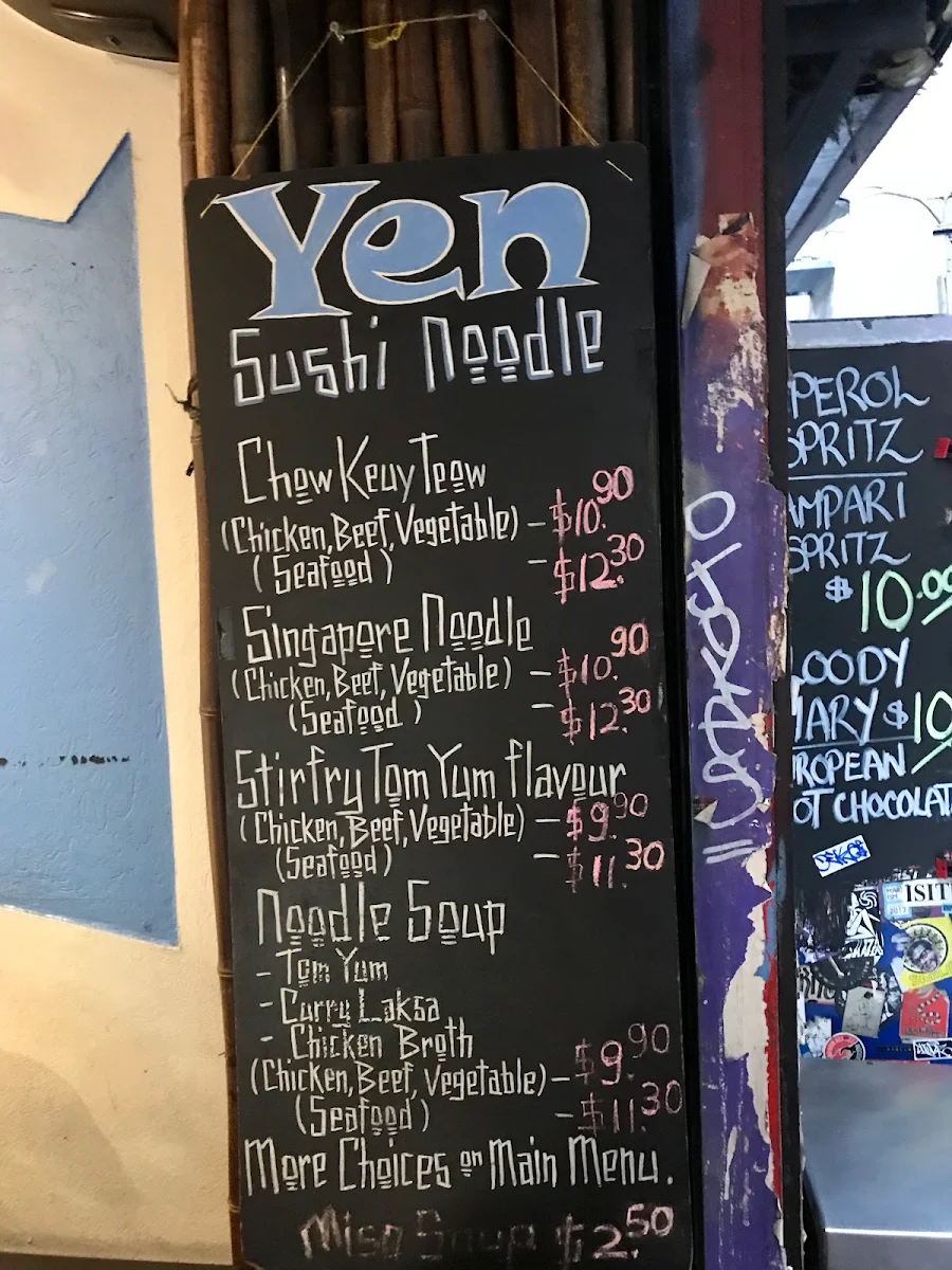Menu, Yen Sushi Noodle