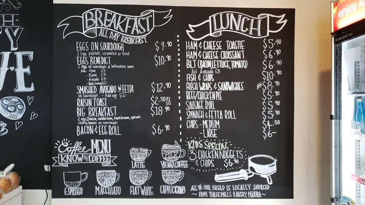 Menu, Coffee Guru Bonner