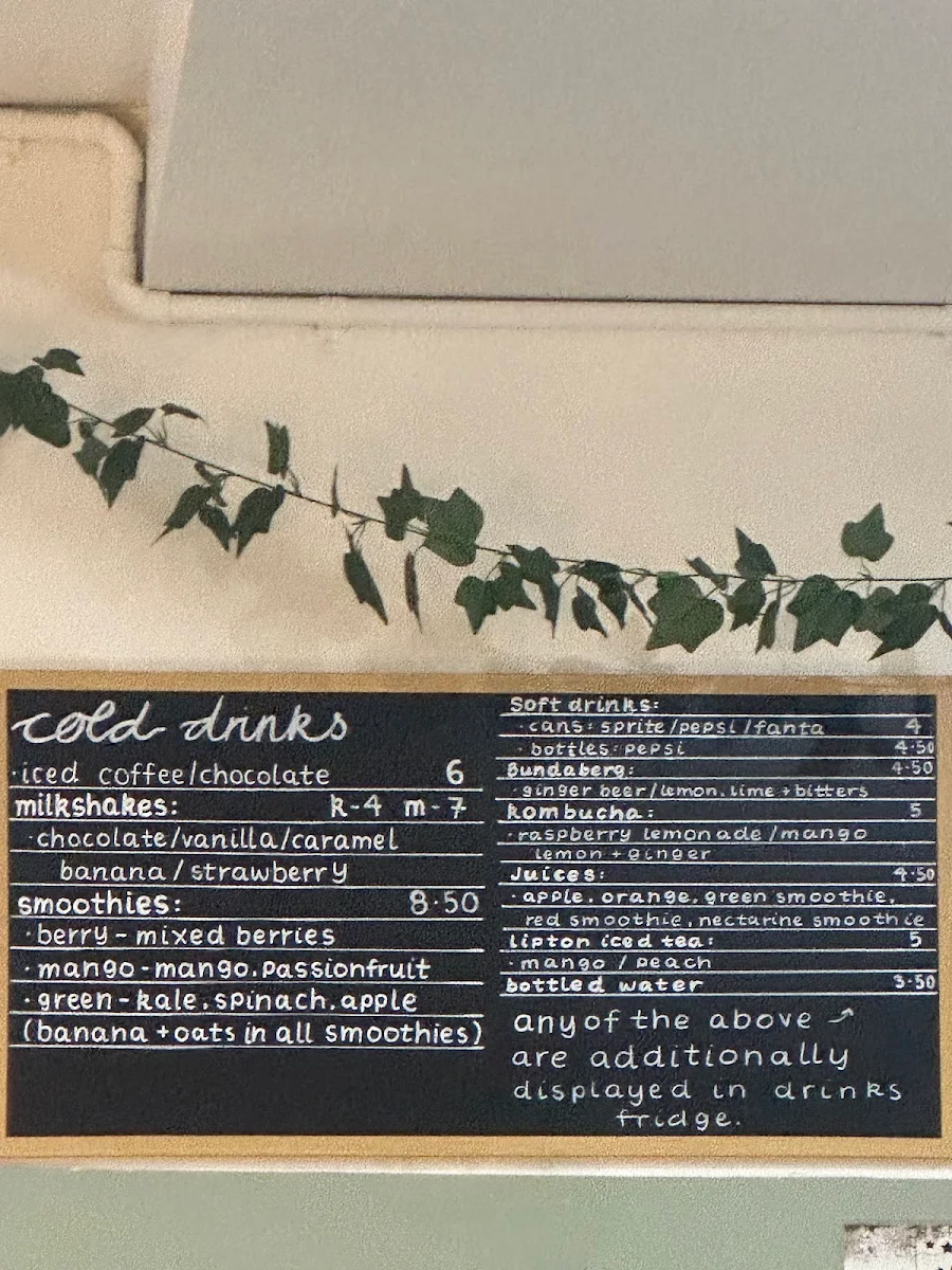 Menu, Willow Tree Cafe