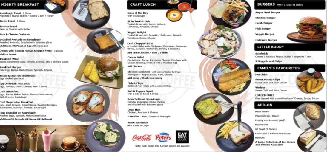 Menu, Craft Coffee Cafe Mount Barker