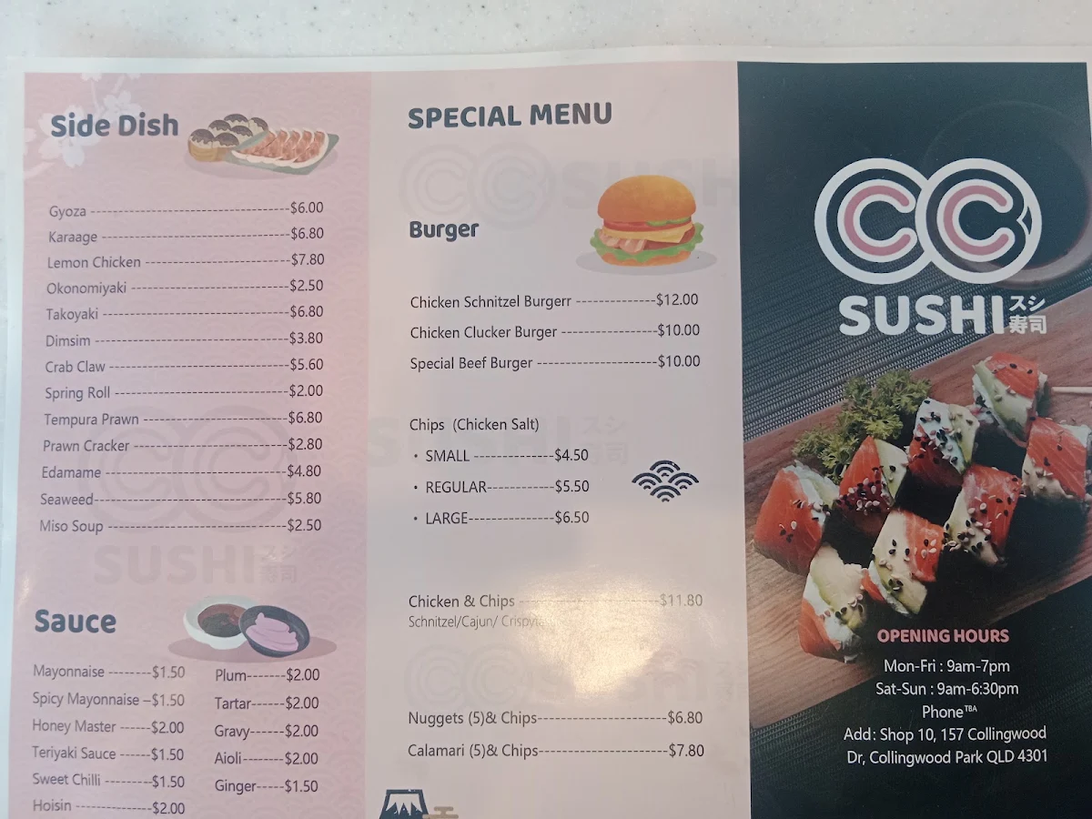 Menu, CC SUSHI