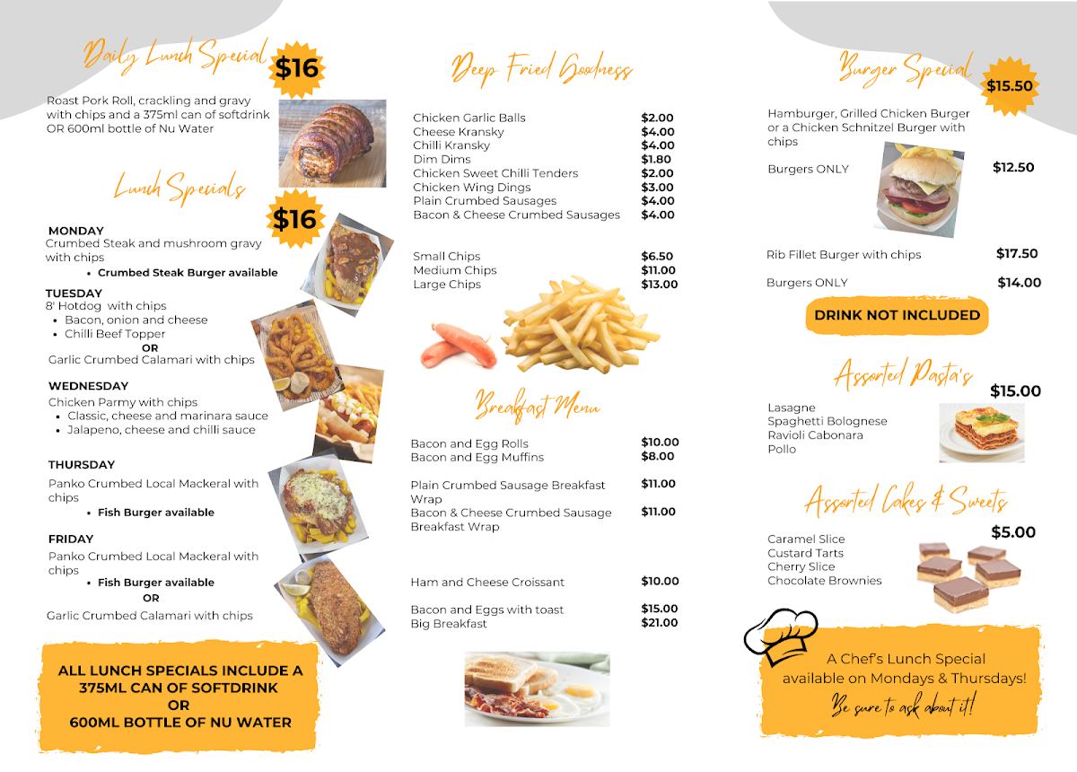 Menu, Food4u Cairns