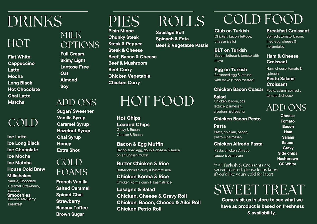 Menu, The Grind House Coffee