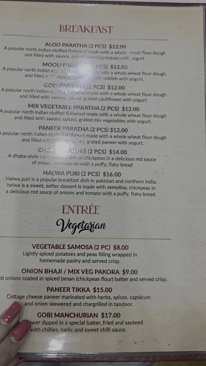 Menu, Kumar's Flavor Junction