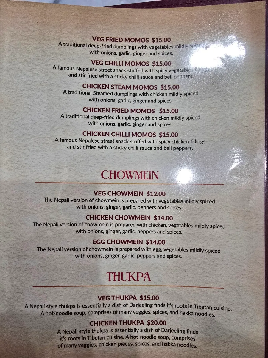 Menu, Kumar's Flavor Junction