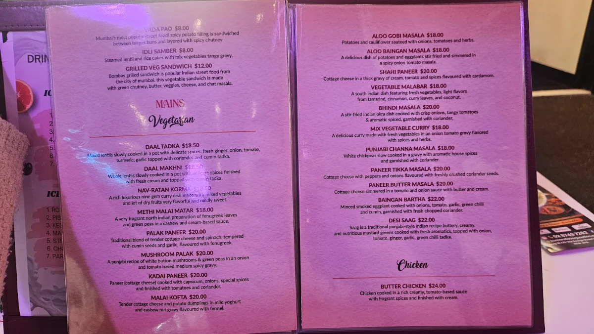 Menu, Kumar's Flavor Junction