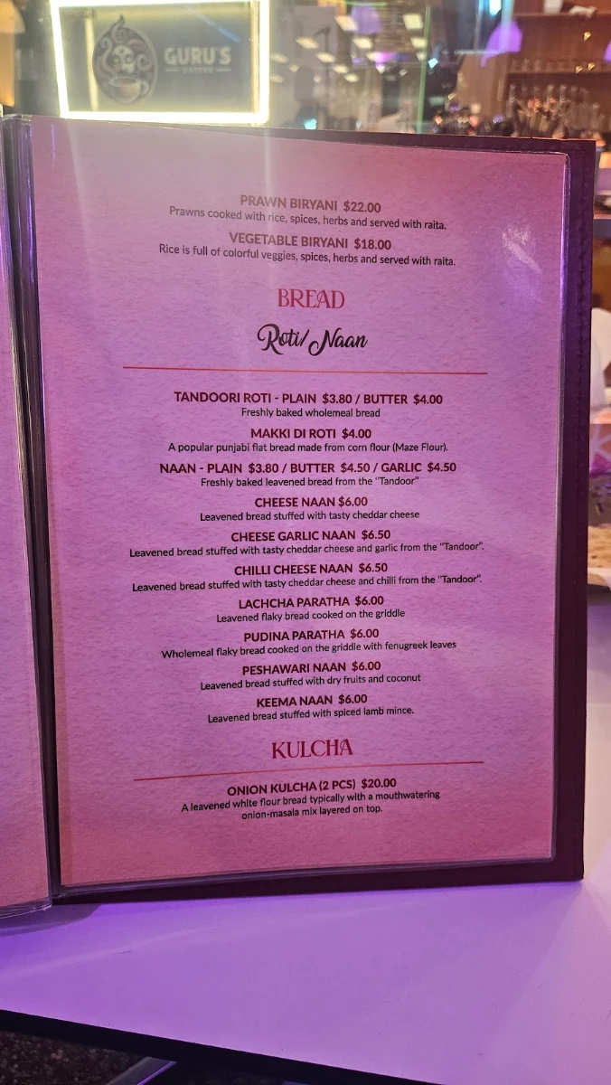 Menu, Kumar's Flavor Junction