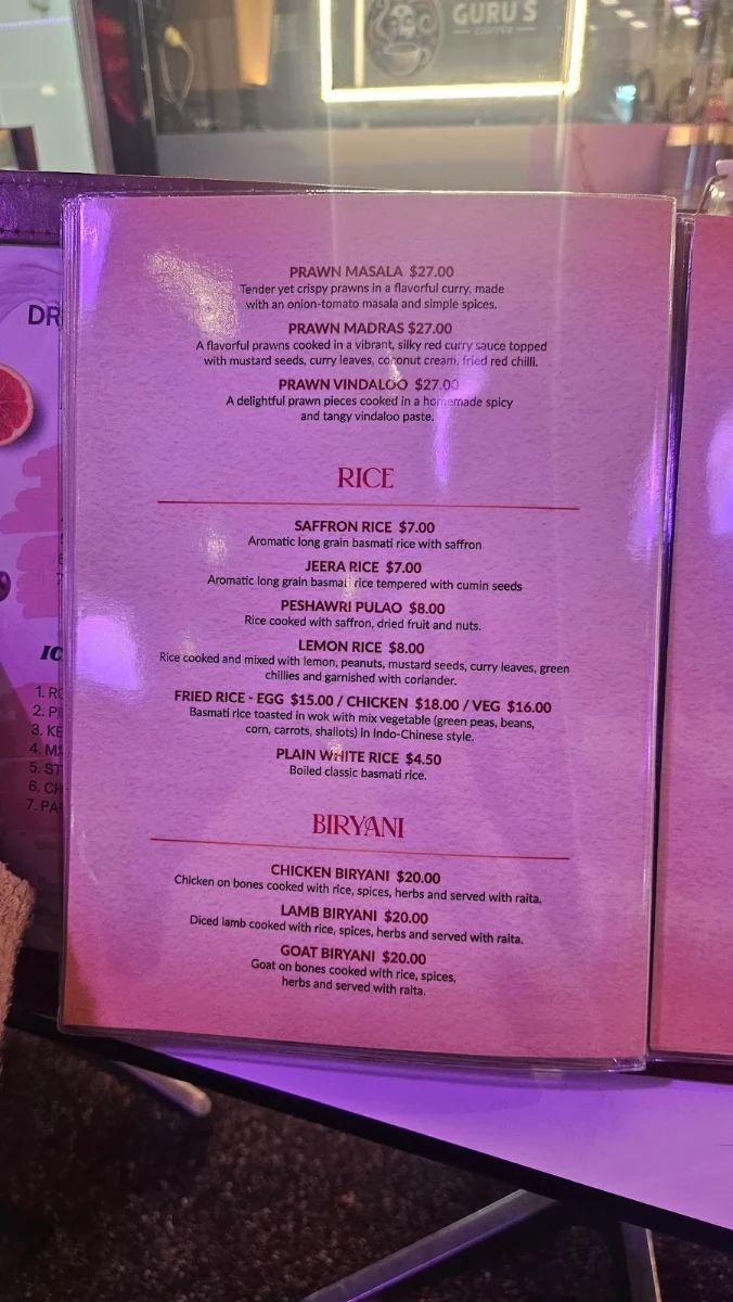 Menu, Kumar's Flavor Junction