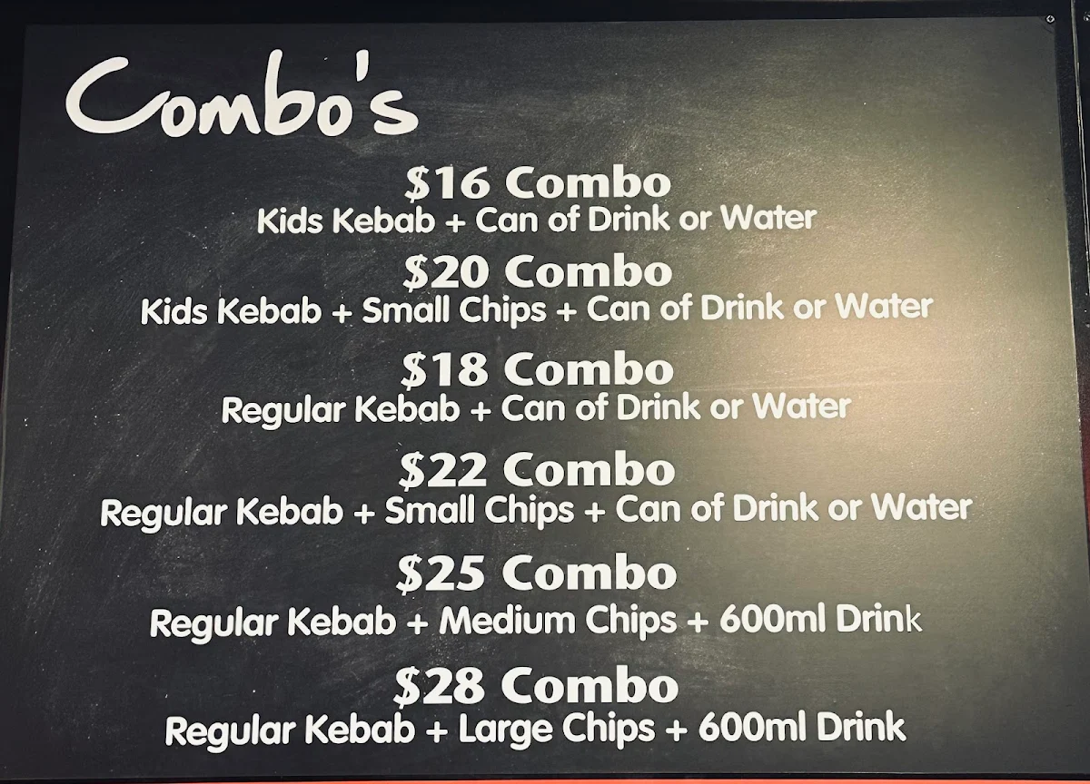 Menu, Kebabman Geelong