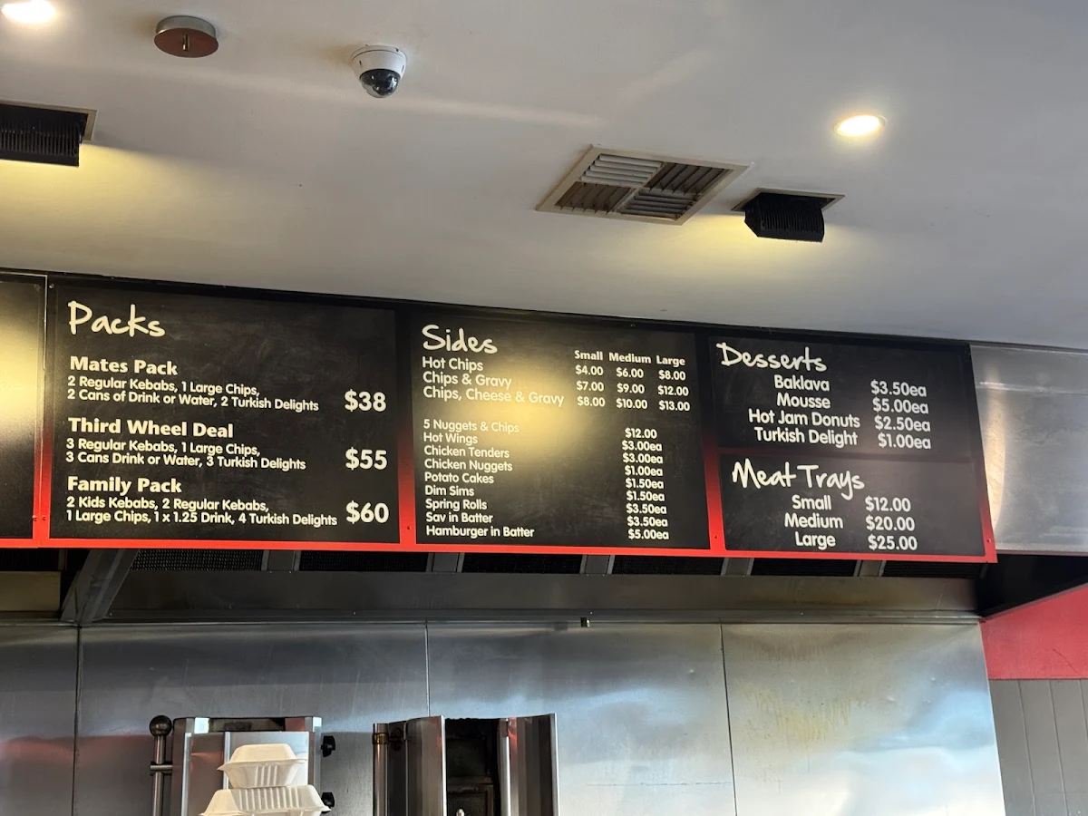 Menu, Kebabman Geelong
