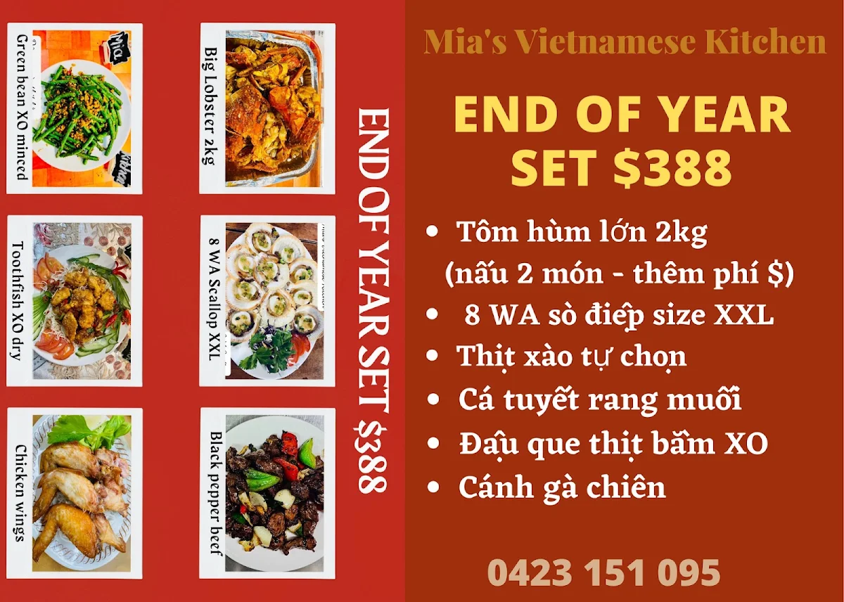 Menu, Mia's Vietnamese Kitchen