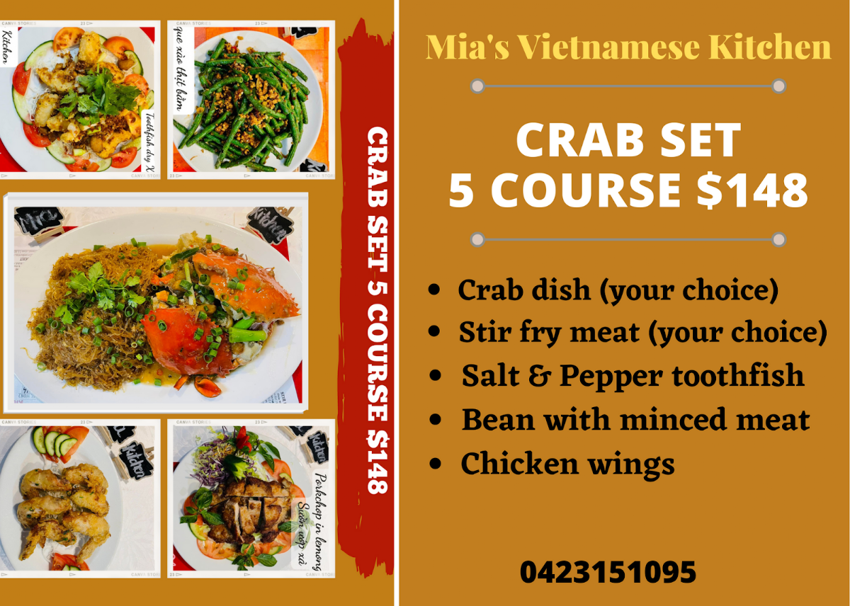 Menu, Mia's Vietnamese Kitchen
