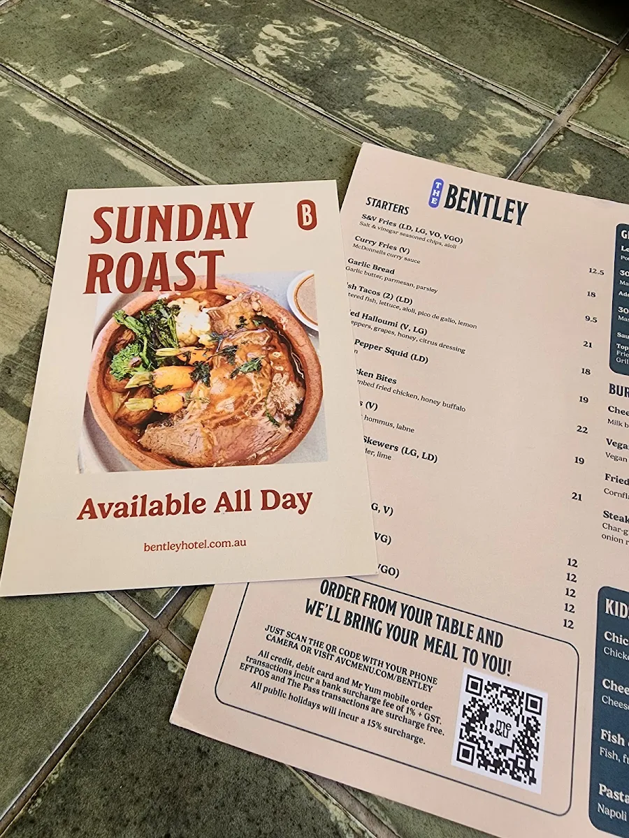 Menu, The Bentley