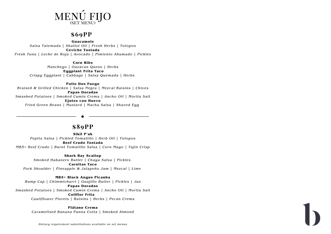 Menu, Bóveda