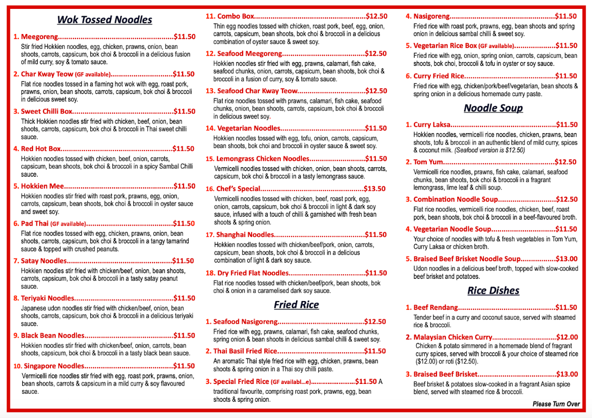 Menu, Origami Sushi & Noodles