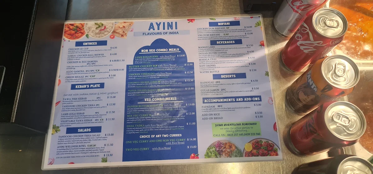 Menu, AYINI Flavours of India
