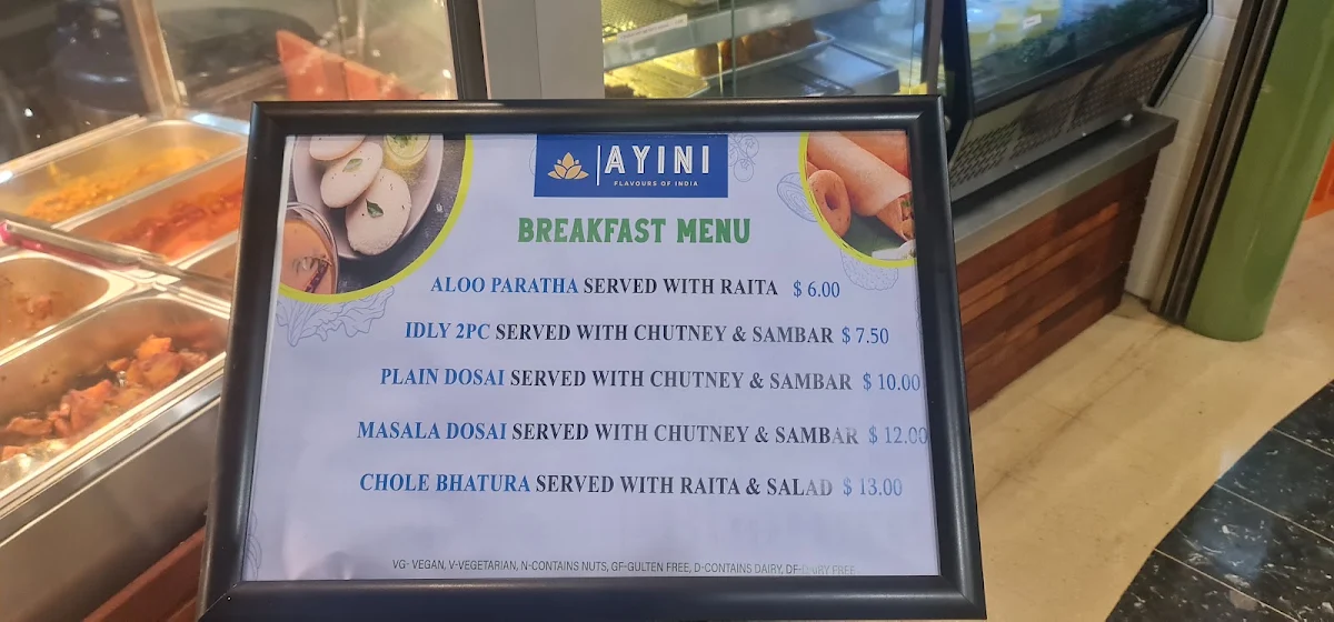 Menu, AYINI Flavours of India