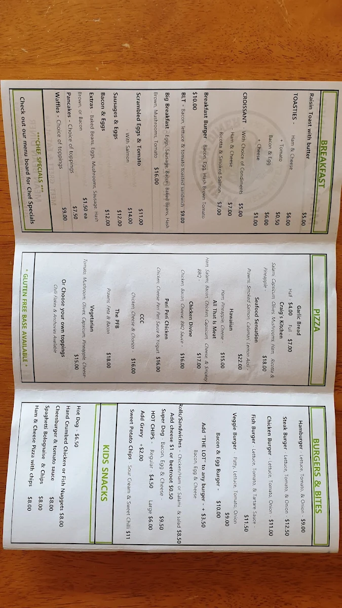 Menu, MEAN BEAN DINER