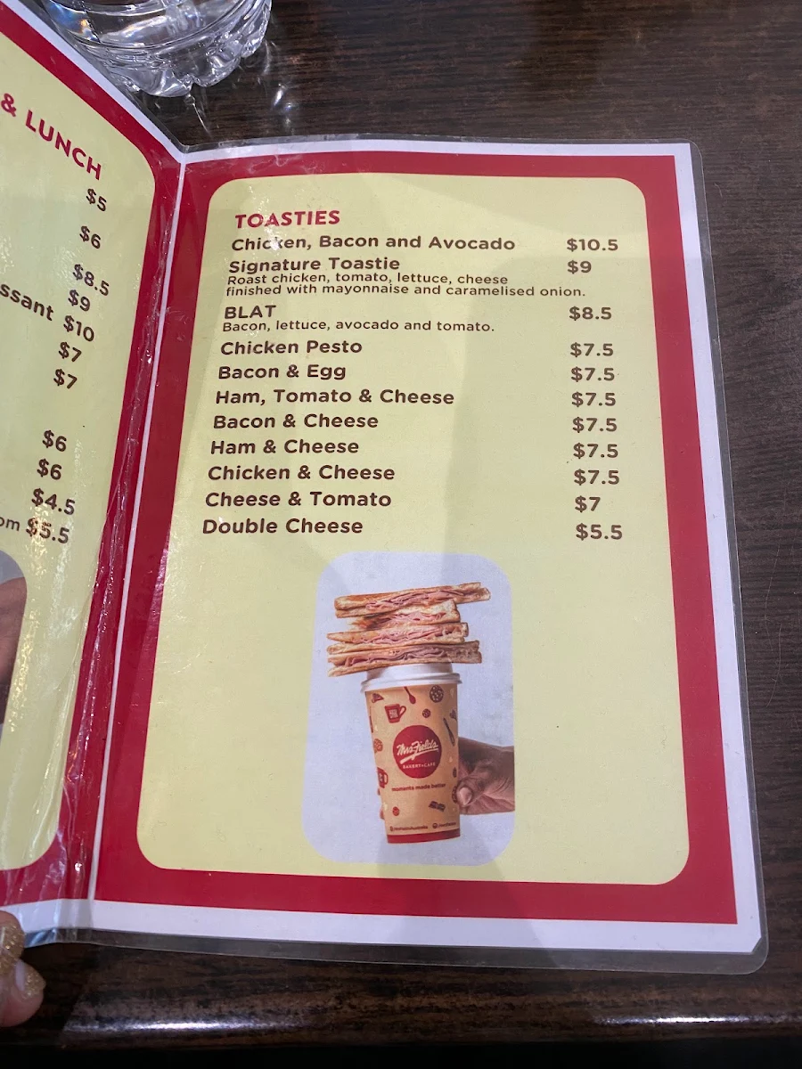 Menu, Mrs. Fields
