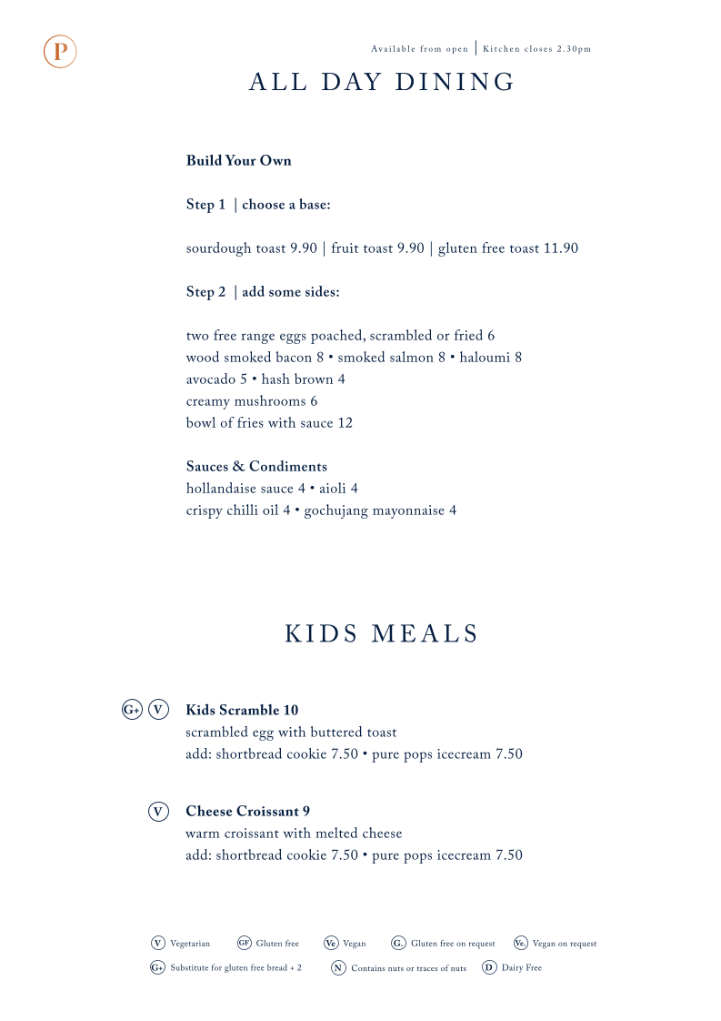 Menu, Pollen