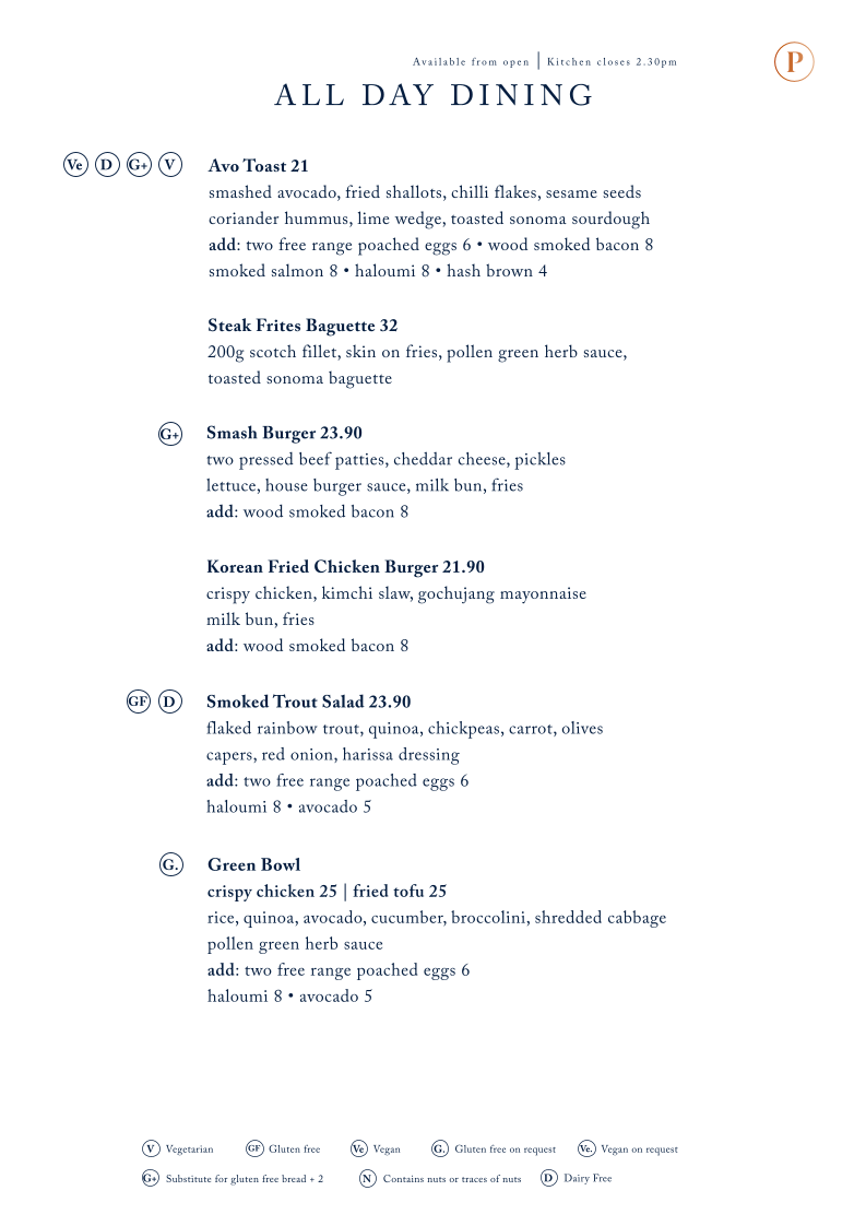 Menu, Pollen