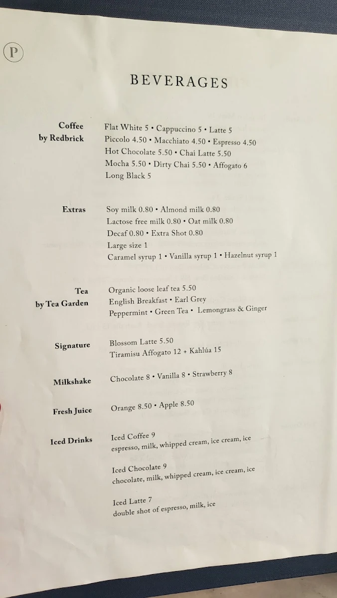 Menu, Pollen