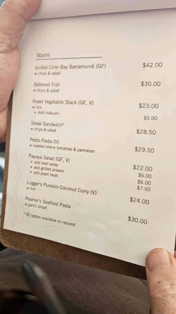 Menu, Cygnet Bay Restaurant and Licensed Cafe