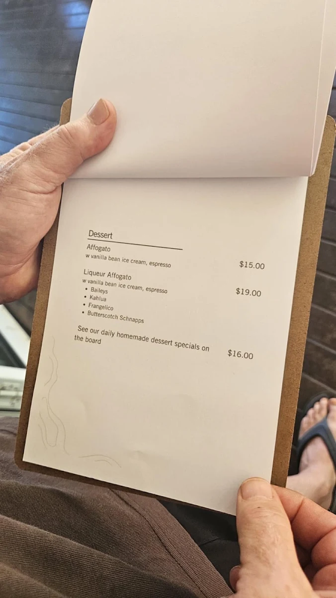 Menu, Cygnet Bay Restaurant and Licensed Cafe