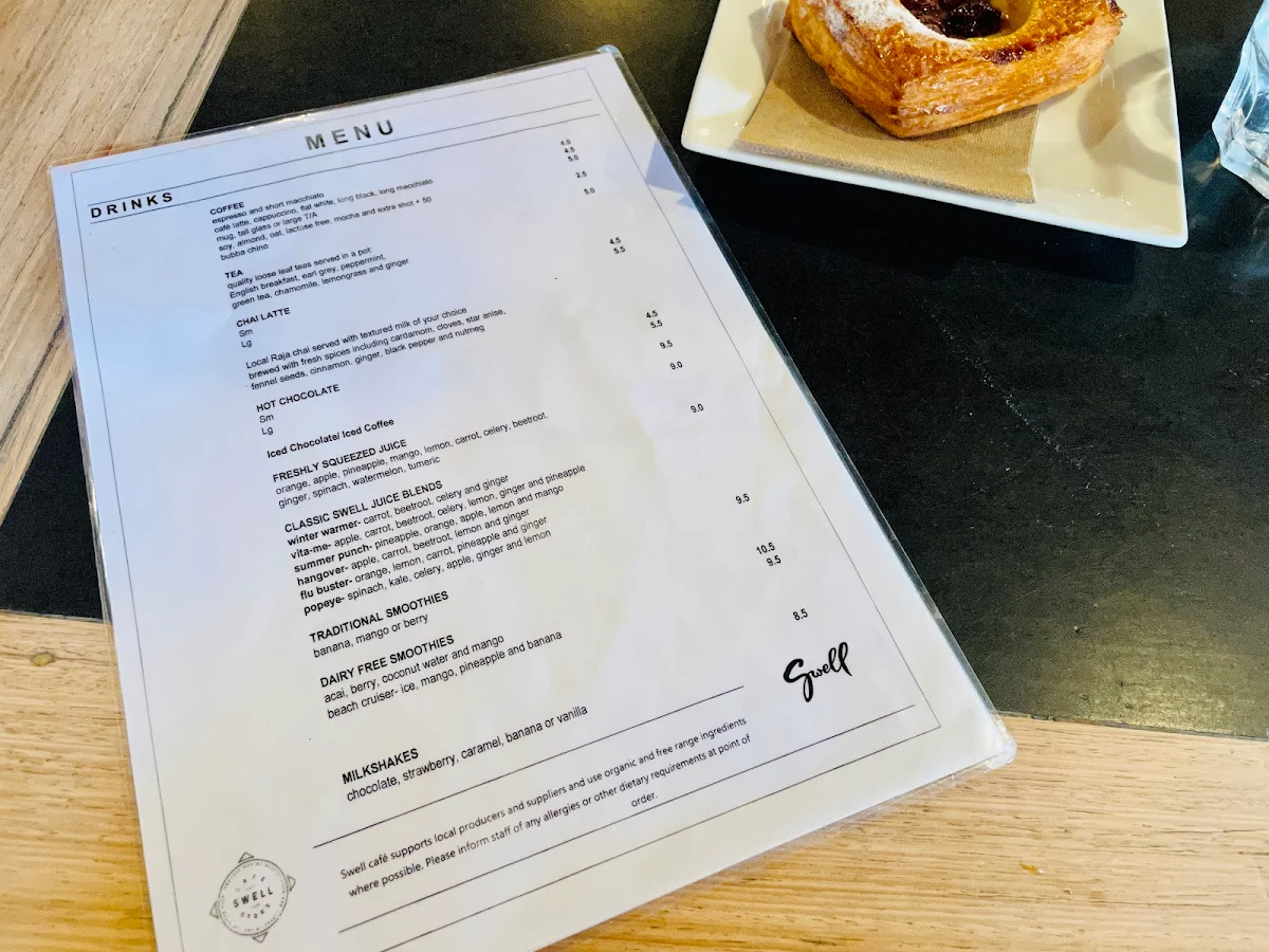 Menu, Swell Foods & Coastal Catering