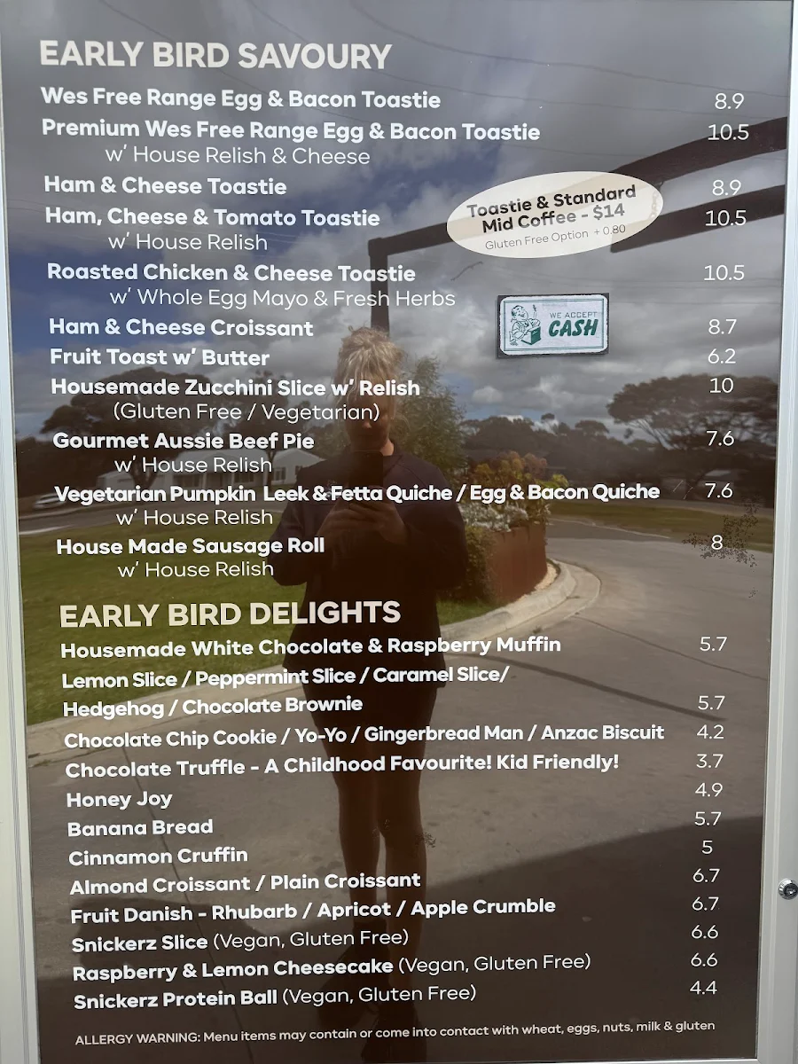 Menu, Early Bird Baristas