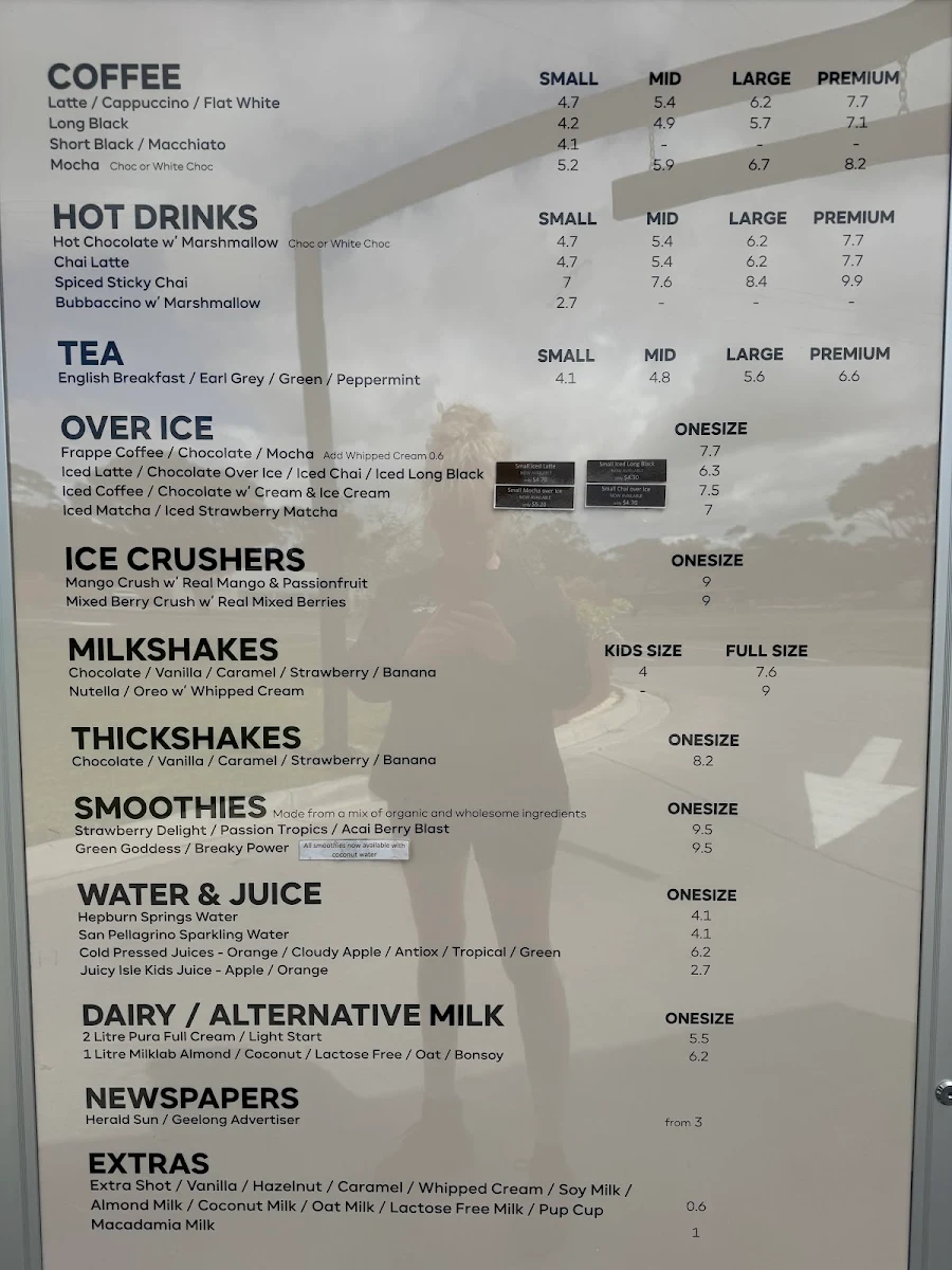 Menu, Early Bird Baristas