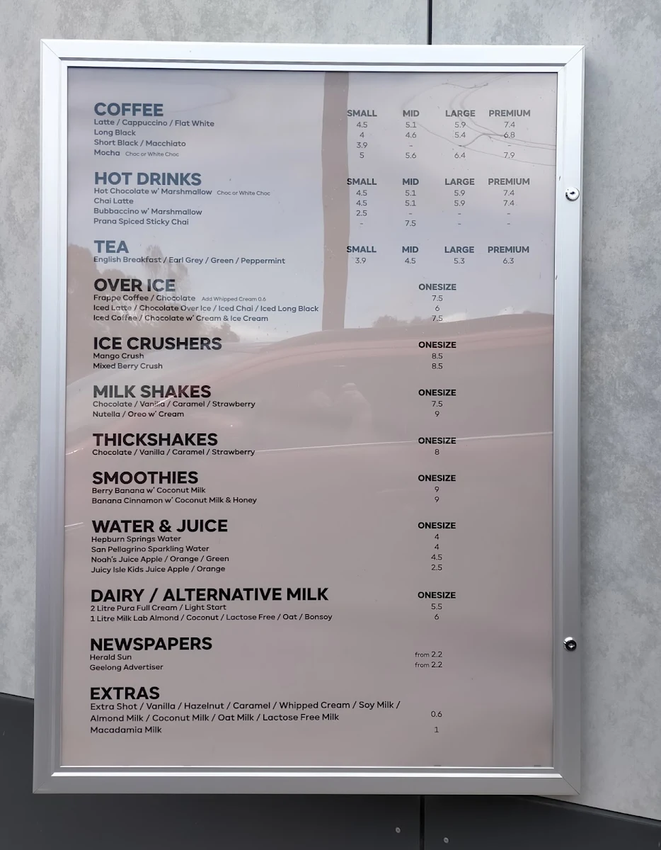 Menu, Early Bird Baristas