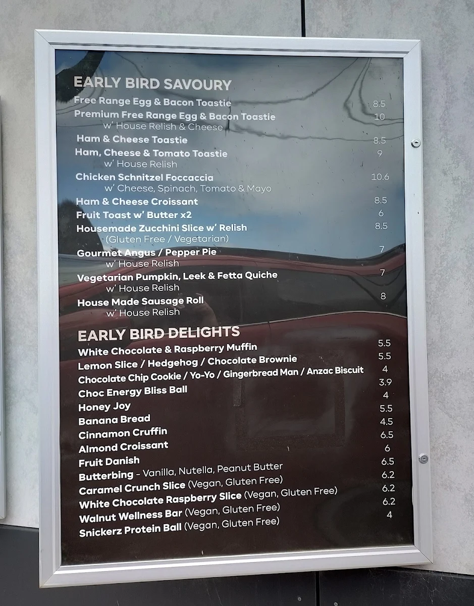 Menu, Early Bird Baristas