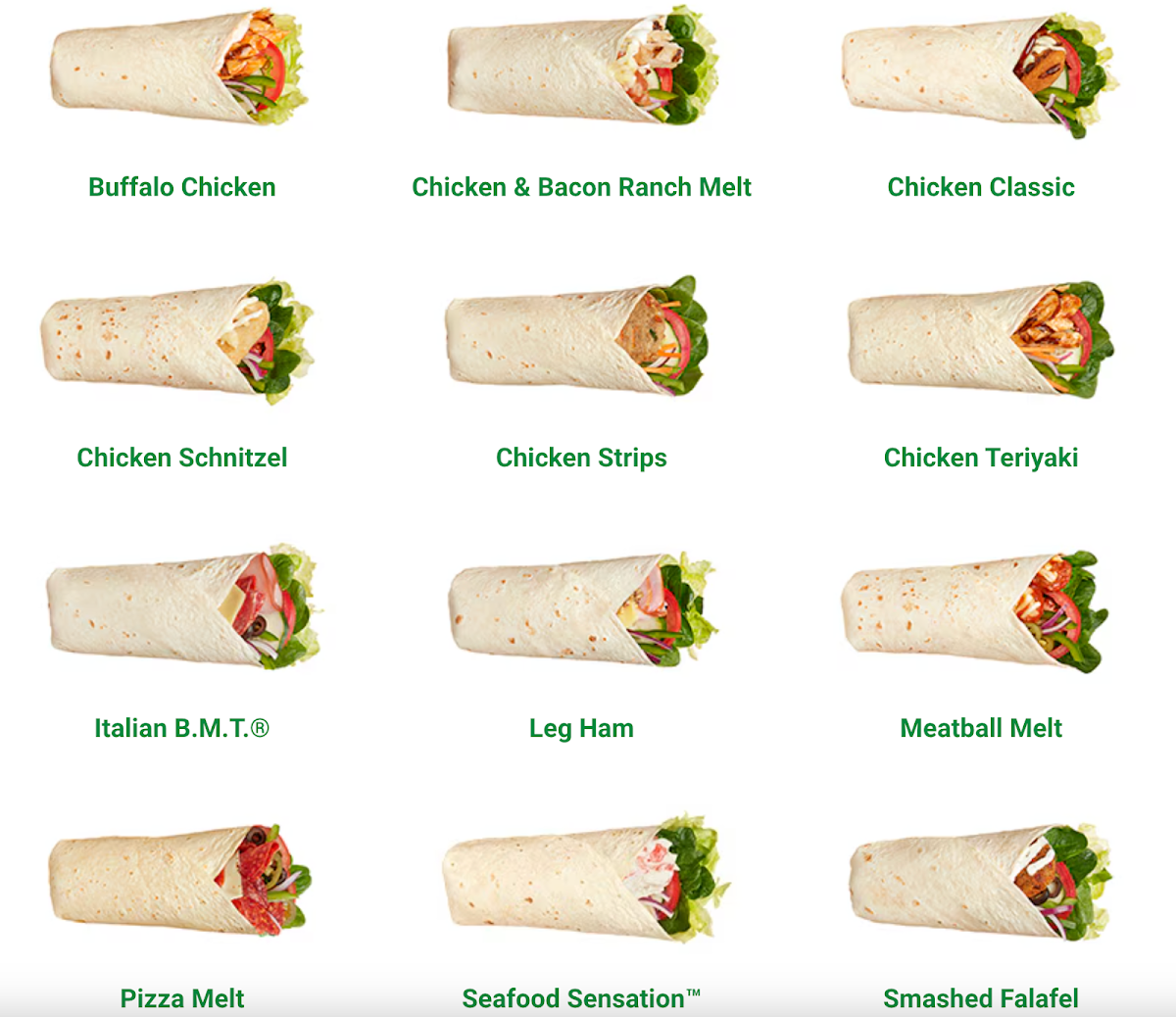 Menu, Subway North Geelong