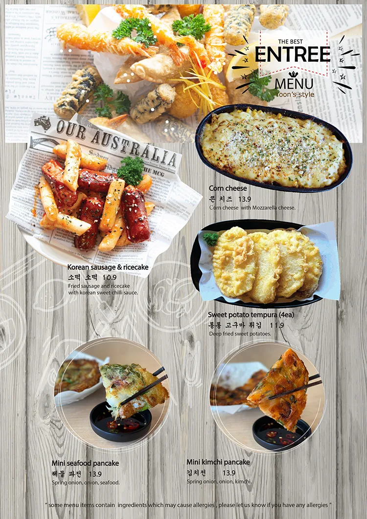 Menu, Yoon's Kitchen Oakleigh